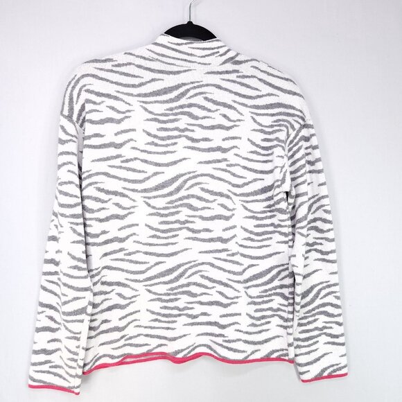 Anthropologie Lizzie Mock Neck Sweater Size Small White & Gray Zebra Pattern - Picture 2 of 8